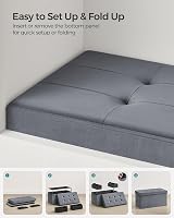 SONGMICS Storage Ottoman Foldable Foot Rest 38x76x38 cm Slate Grey LSF247G51 view 8