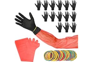 Field Dressing Gloves Set, 25 Pairs Long PE and Nitrile Gloves, 35.5-Inch Arm Length, for Hunting, Veterinary, Animal Process