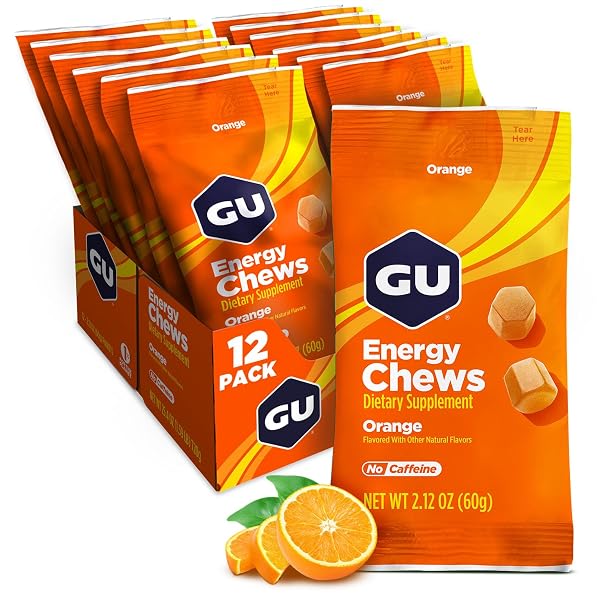 GU ENERGY CHEWS, ORANGE ENERGY GUMMIES WITH ELECTROLYTES,...