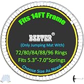 Trampoline Replacement Mat,Mat Diameter:11.97-12.56FT,Fits 14ft Trampoline Frame,with 72 80 84 88 96 Rings for Choose,Fits 5.3-8.5 Inch Springs(Need to Choose),Spring and Frame not Include.