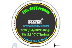 Bzzter Trampoline Replacement Mat,Fits 14ft Round Frame,with 72 80 84 88 96 Rings for Choose,Fits 5.3-7 Inch Springs,10 Rows 