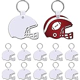 YHNTGB 20 Set Double Sided Sublimation Keychain Blanks Bulk MDF Board Heat Transfer Pendant with Ring for DIY Ornaments Graduation Present Craft Making Sports Themed Party Supplies Helmet Shape