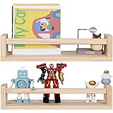 Jorikchuo Nursery Book Shelves, Set of 2 Wood Floating Book Shelves for Kids Room, Kitchen Spice Rack, or Rustic Wall Mounted