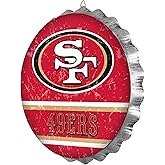 FOCO San Francisco 49ers 13” Distressed Metal Bottlecap Wall Sign – Official NFL Fan Décor