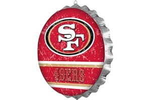FOCO San Francisco 49ers 13” Distressed Metal Bottlecap Wall Sign – Official NFL Fan Décor