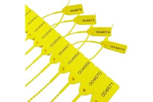 STYLIGHT 1000 Yellow Plastic Trailer Seals - Tamper Evident, Security, Numbered Sequentially - Ideal for Shipping Containers