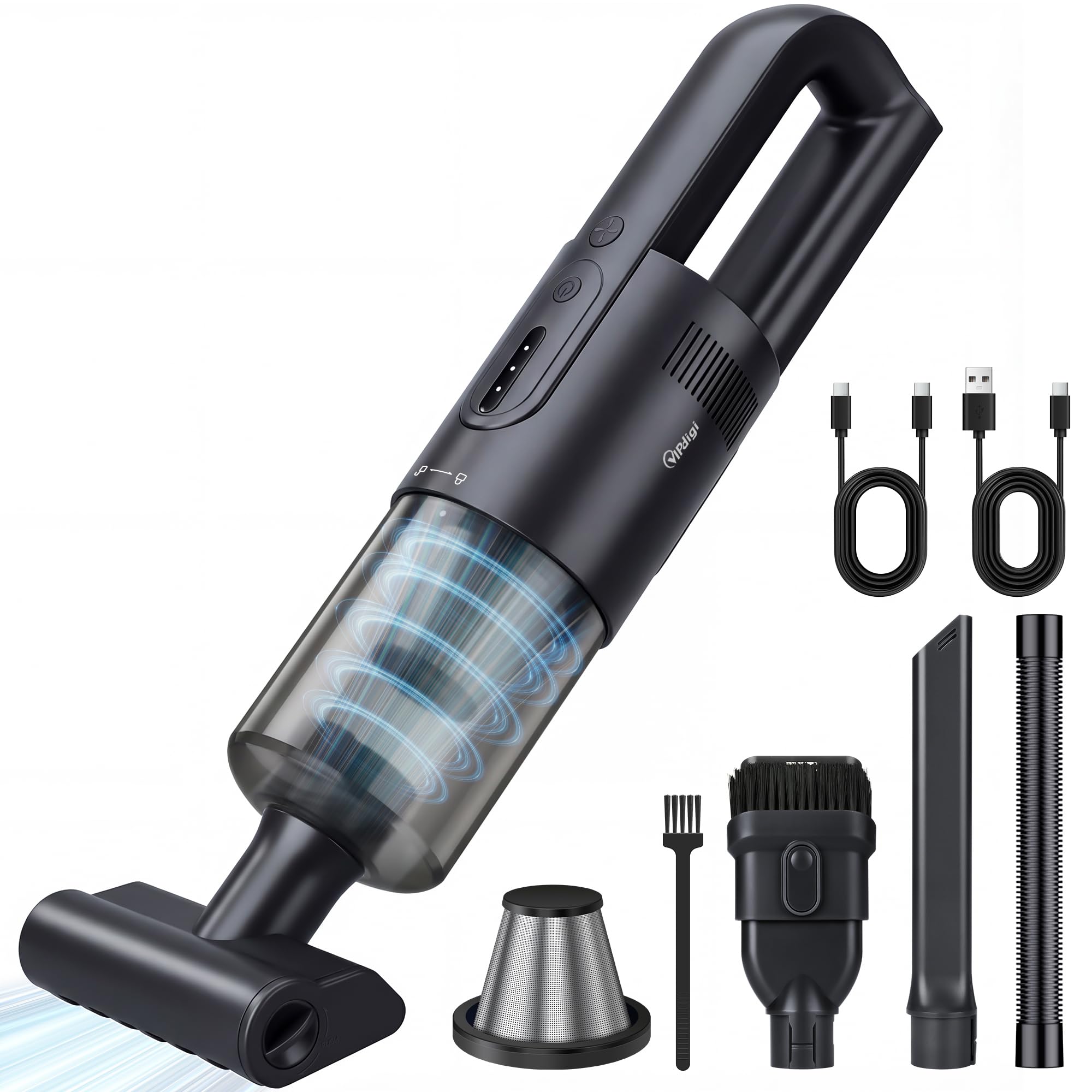 Photo 1 of VIPDIGI Handheld Vacuum Cordless, Car Vacuum Portable Cordless 30W Rapid Handheld Vacuum Rechargeable Brushless Motor 19000Pa Strong Suction, Portable Vacuum for Car Home with 4 Nozzles (Black)