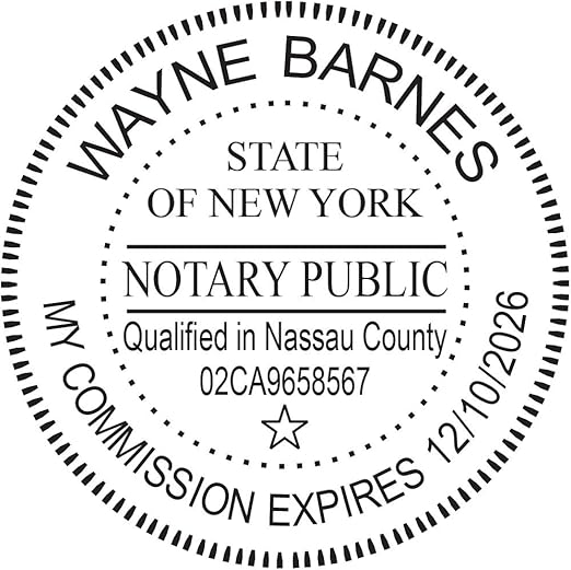 Round Notary PreInked Stamp for State of New York