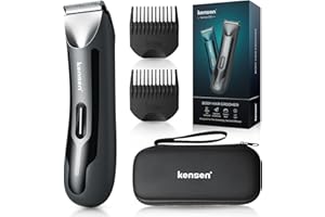 Body Hair Trimmer for Men, kensen Electric Groin Hair Trimmer, Rechargeable Body Groomer, Replaceable Ceramic Blade Heads, IPX7 Waterproof Wet/Dry Clippers, Male Pubic Hair Hygiene Razor