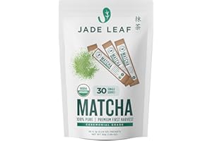 Jade Leaf Matcha Organic Premium Ceremonial Grade Matcha Green Tea Powder - Japanese - Culinary, Ingredient, Ceremonial Barista Teahouse, Latte, Collagen, 0.04 Ounce (Pack of 30), Ceremonial Matcha