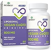 Liposomal Ubiquinol CoQ10 800 MG Softgel, High Absorption CoQ10 Ubiquinol Supplement, Active Coenzyme Q10 800mg, Powerful Antioxidant for Heart & Brain Function, Energy Production, 60 Vegan Softgels