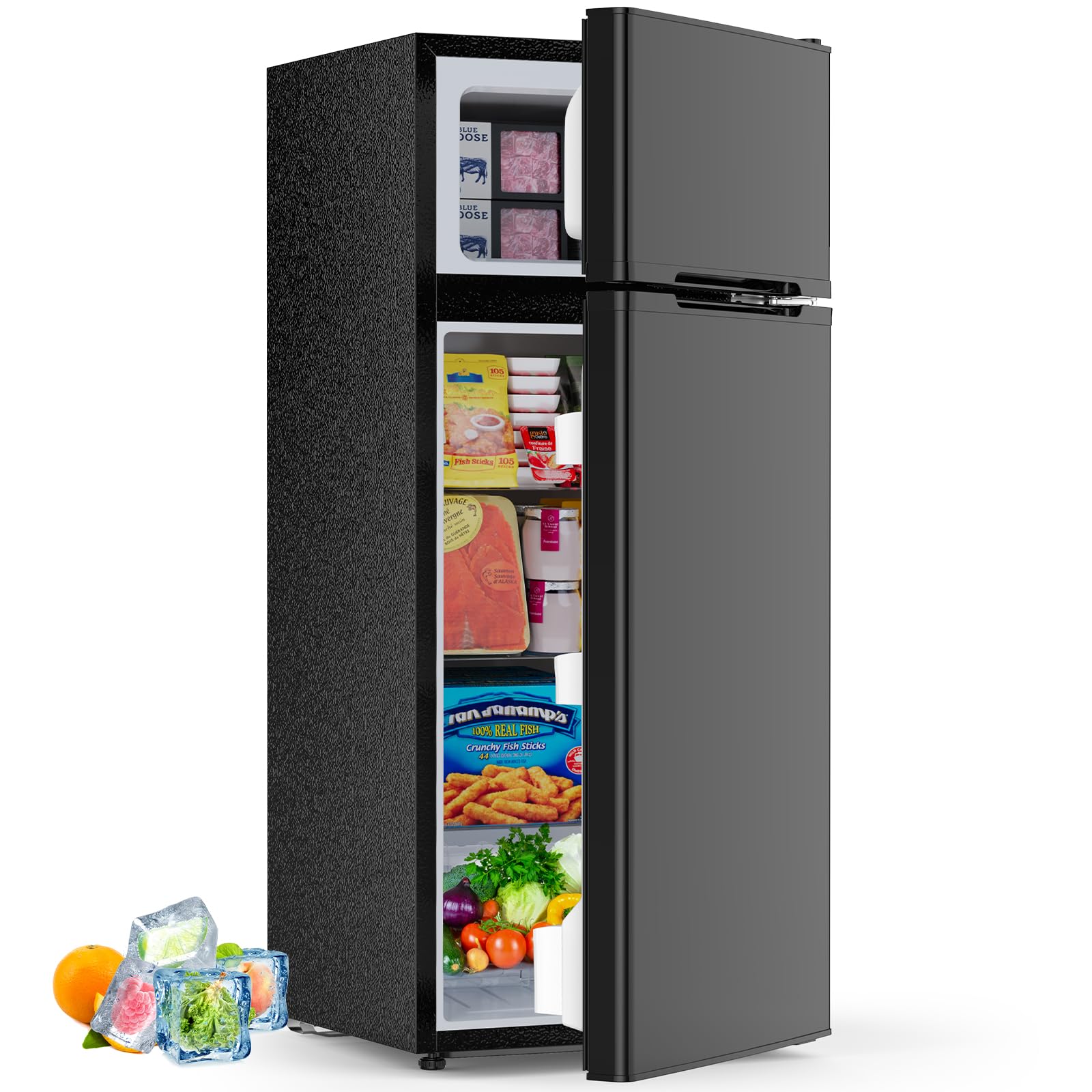Photo 1 of *** USED ***4.5 Cu.Ft Mini Fridge with Freezer, 2 Door Compact Refrigerator, Small Fridge with Adjustable Thermostat Energy Ultra Quiet, Mini Fridge Removable Glass Shelves for Bedroom Office Dorm Black