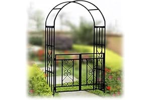 Garden Arch with Double Gate Metal Pergola Arbor Roses Outdoor Archway Arbour for Backyard Patio Various Climbing Plant H82.7
