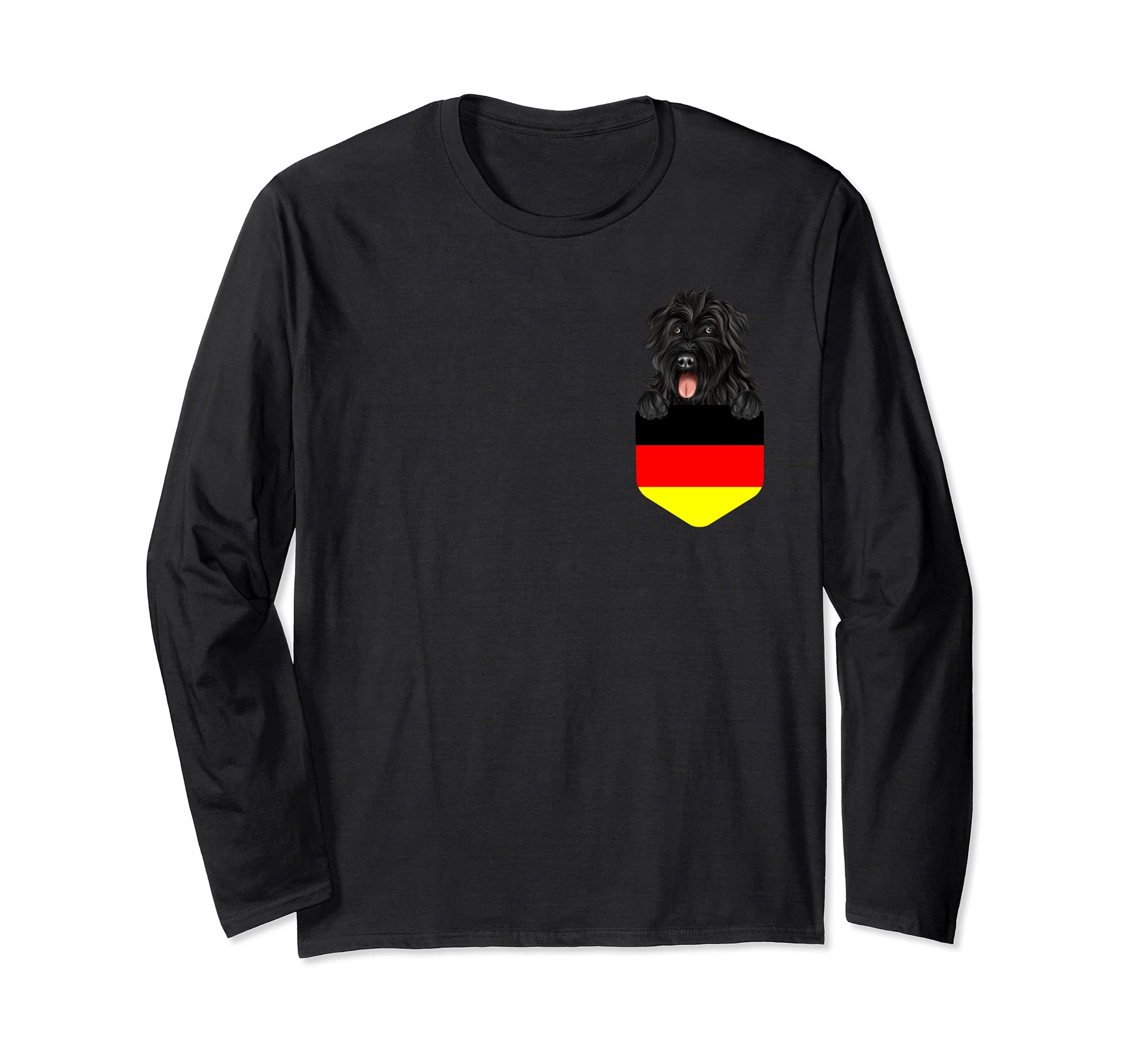 Germany Flag Bouvier des Flandres Dog In Pocket Long Sleeve T-Shirt