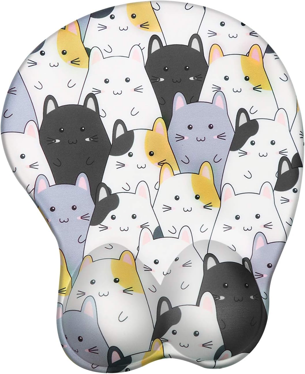 HAOCOO Ergonomic Mouse Pad with Wrist Support Non-Slip Backing Gel Mouse Pad Wrist Rest, Easy-Typing and Pain Relief for Gaming Office Computer Laptop (Cute Cats)