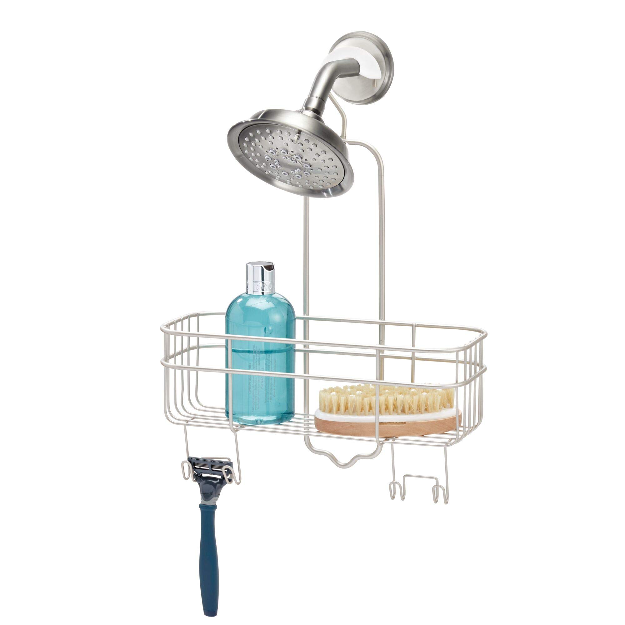Photo 1 of iDesign InterDesign Hanging Organizer with Swivel Hook and Storage Basket for Bathroom Matte Satin Euro Shower Caddy