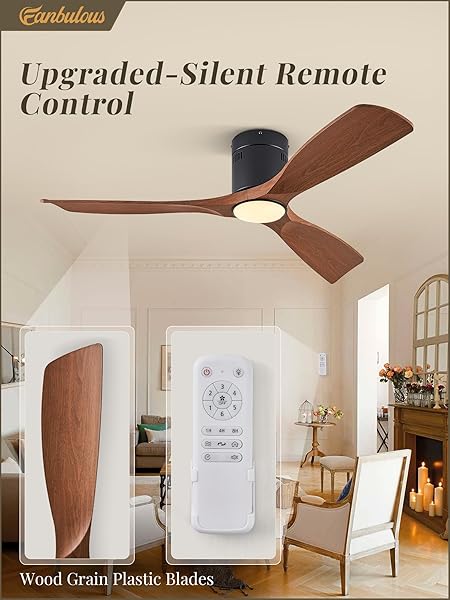 FANBULOUS 52″ CEILING FANS WITH LIGHTS AND REMOTE CONTROL,MODERN FLUSH MOUNT CEILING FAN WITH 3 LED COLORS,OUTDOOR LOW PROFILE CEILING FANS WITH 6-SPEEDS TIMER DC MOTOR FOR BEDROOM LIVING ROOM PATIO