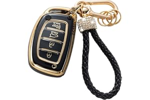 Gematay for Hyundai Key Fob Cover with Keychain Lanyard, Key Fob Protector Shell Compatible with Elantra Ioniq Sonata Tucson Elantra GT Keyless Entry Smart Key Case