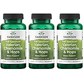 Swanson Valerian, Chamomile & Hops - Full Spectrum Herbal Supplement Promoting Relaxation & Comfort - Natural Formula Supporting Mind & Body Wellness - (60 Capsules) (3 Pack)