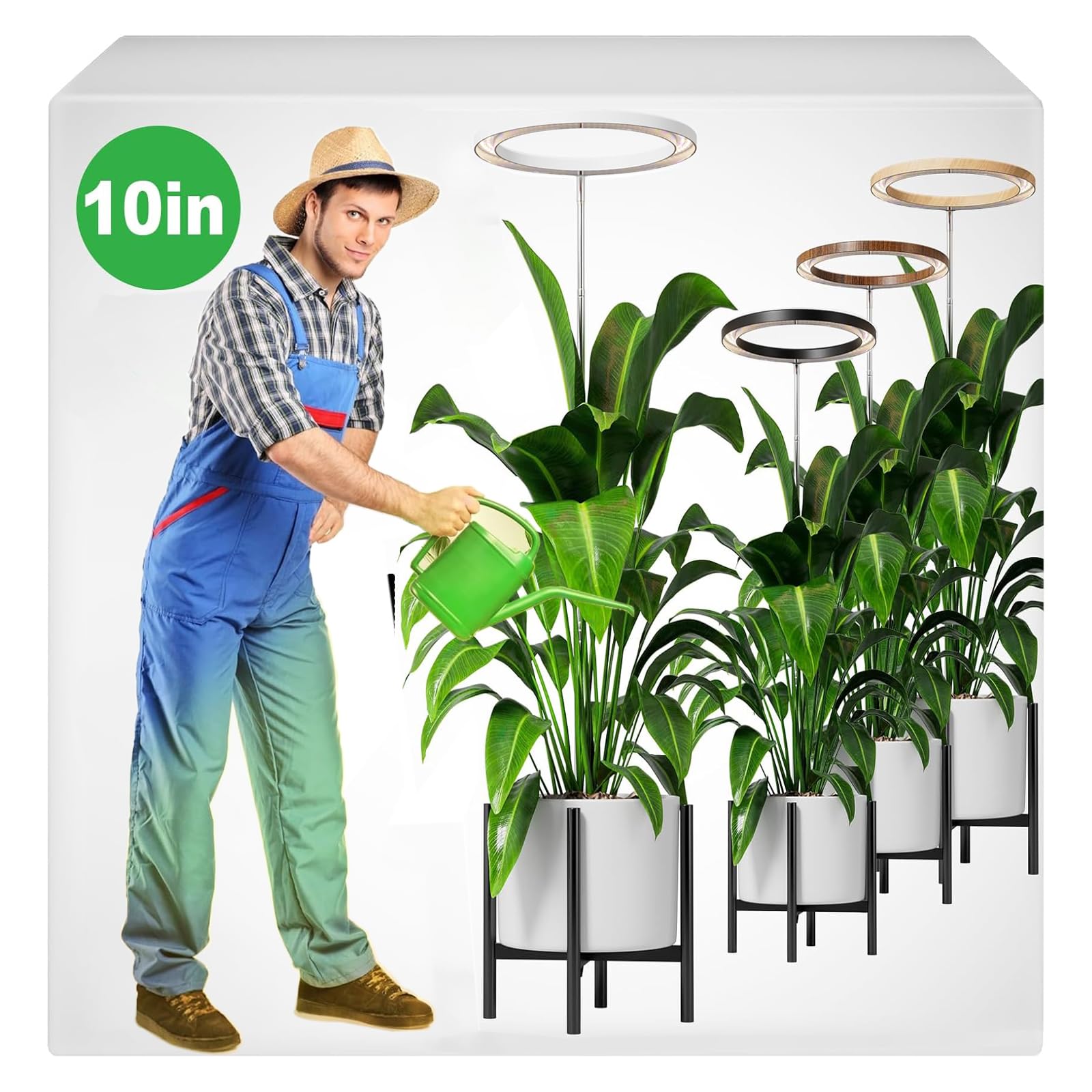 Photo 1 of 10" Grow Lights for Indoor Plants Full Spectrum, 160 LEDs Large Plant Light for Indoor Plants, Height Adjustable 11"-65" Growing Lamp with Auto On/Off Timer 3/9/12H, 9 Dimmable Brightness,White