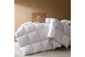Pacific Coast Goose Feather Down Fiber Comforters King Size, Extra Fluffy White Duvet Insert, Ultra-Soft, Breathable, All Season Hotel Luxury Bedding Comforters, 8 Corner & Center Loops (106"x90")