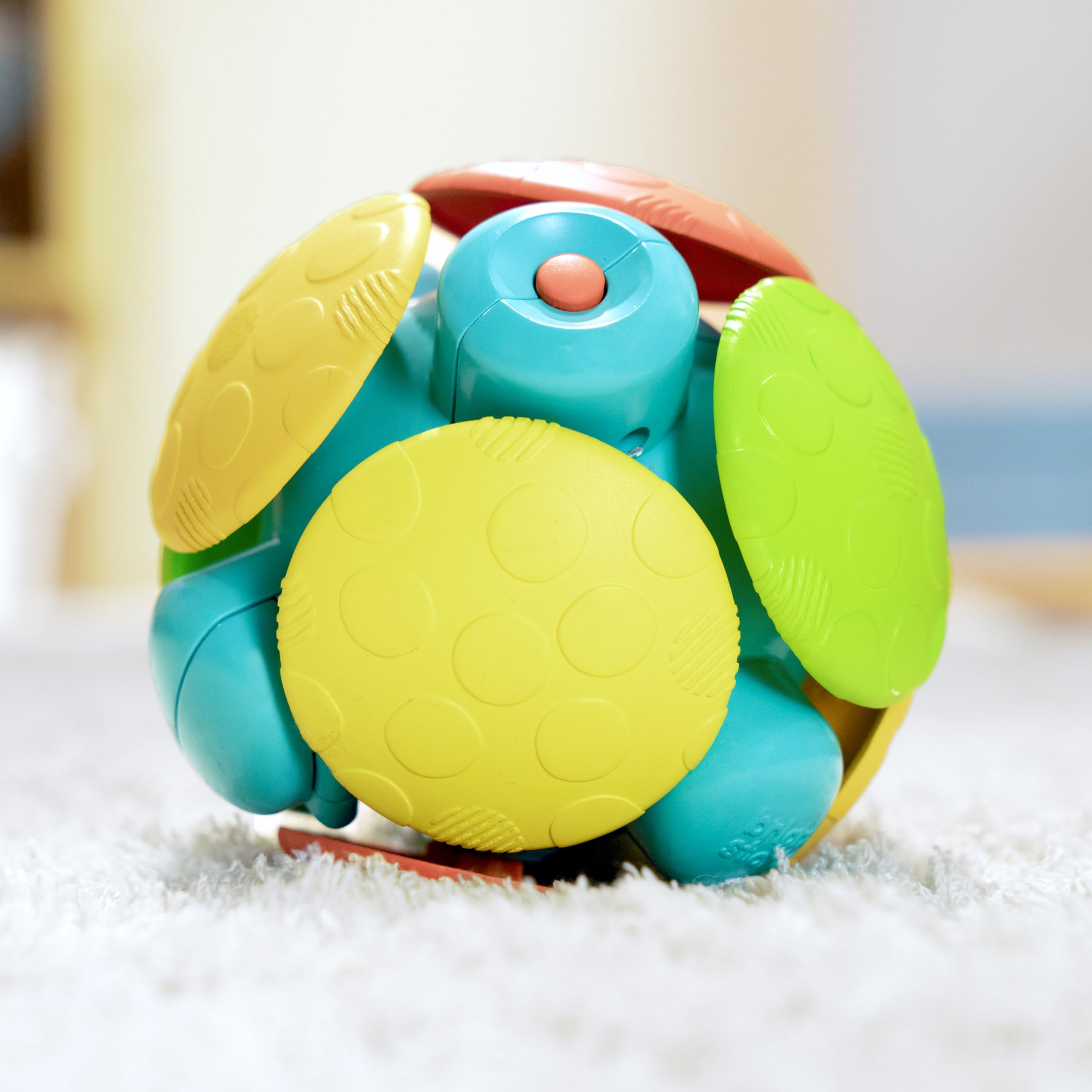 Bright Starts Wobble Bobble Activity Ball Toy, Baby & Toddler Crawl Toy, Interactive Sounds & Textures, Ages 3 Months+