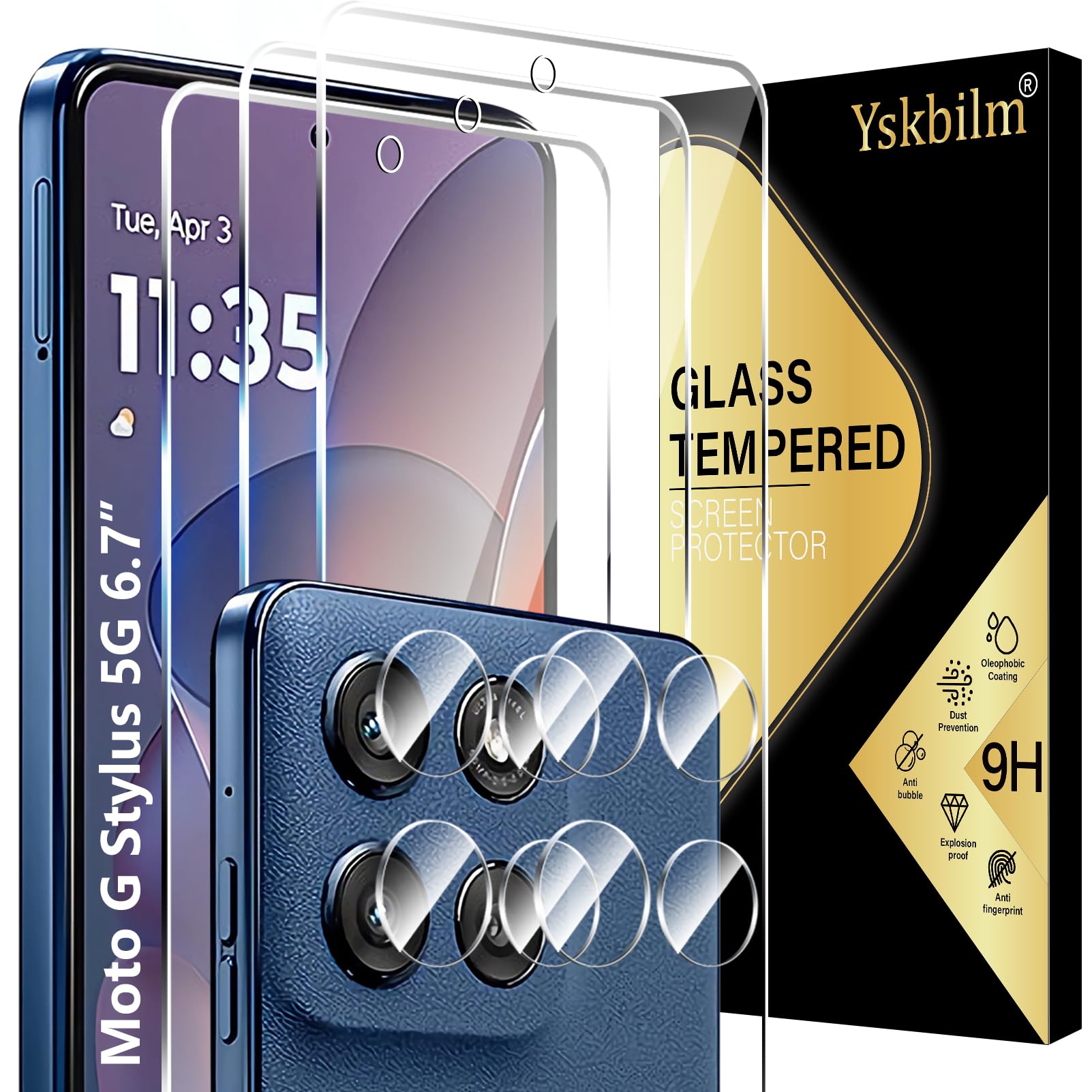 Photo 1 of (3+2 Pack) Designed for Motorola Moto G Stylus 5G 2025 Tempered Glass Screen Protector + Camera Lens Protector,[3D Touch][Bubble-Free][Anti-Scratch] Screen Protector Glass For Motorola G Stylus 2025
