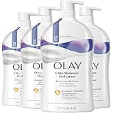 Olay Body Wash for Women, Ultra Moisture, Exfoliating Formula, 24hr Moisturizing, Hydrating & Replenshing, B3 Vitamin Complex, For All Skin Types, Sea Minerals Scent, 33 fl oz (Pack of 4)