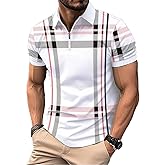 LANZHIP Men's Polo Shirts Short Sleeve 2025 Casual Polo T Shirt Color Block Slim Fit Golf Shirts with Pocket
