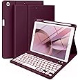 Hamile for iPad 9th Generation Case with Keyboard 10.2 Inch - Backlit Wireless Detachable Folio Keyboard Cover with Pencil Holder for iPad 8th Gen/7th Gen/iPad Pro 10.5"/iPad Air 3rd Gen (Raspberry)
