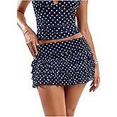 RoseSeek Women's Polka Dots Ruffle Tiered Layered Skirts Low Rise Ruched Y2K A Line Mini Skirt