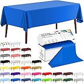CXPSINC 54 Inch X 300 Feet Plastic Table Cover Roll Disposable Tablecloth with Slide Cutter for All Type/Shape Tables | Party, Banquet, Birthdays, Weddings(Blue, 300 Feet)
