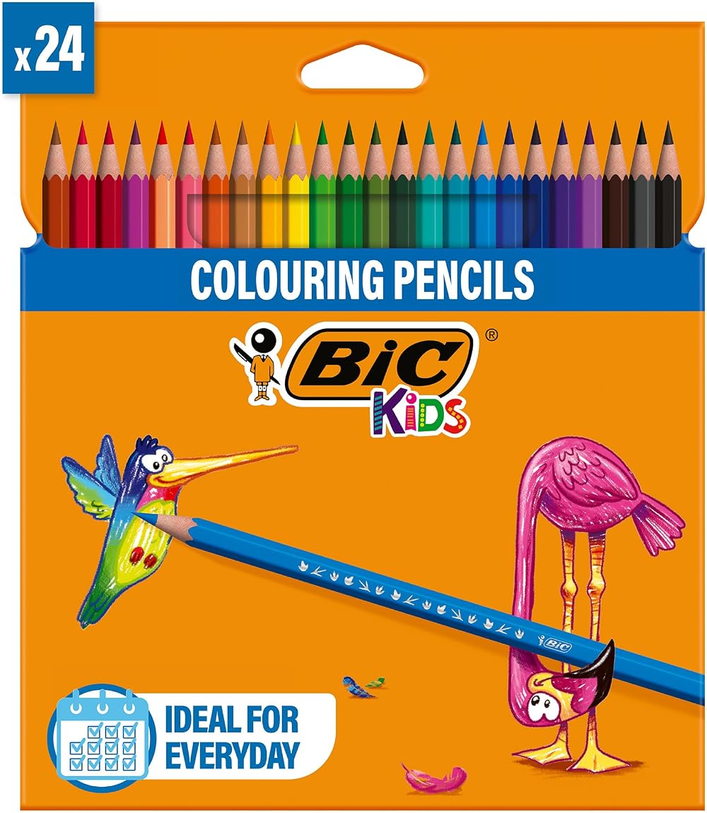 BIC Kids Tropicolors Colouring Pencils 24 Pack Hexagonal Wood-Free