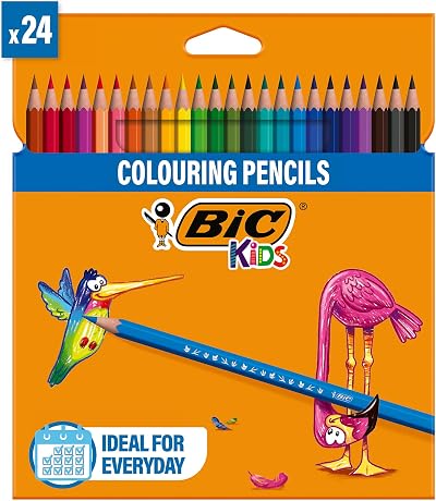 BIC Kids Tropicolors Colouring Pencils 24 Pack Hexagonal Wood-Free