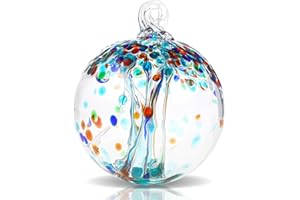 VOREEN 4" Hanging Glass Garden Gazing Ball Hand Blown Glass Witch Ball Christmas Ornament Friendship Balls for Outdoor Garden