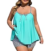 Summer Mae Plus Size Swimsuits for Women Two Piece Tankini Sets Tummy Control Bathing Suit Swimwear with Shorts