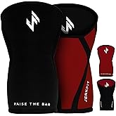 JerkFit Knee Compression Sleeve (Pair) - 5mm Thick Neoprene Knee Sleeve for Men and Women - Reversible Compression Knee Sleeves for Training, Weightlifting, Wrestling, Squats & Gym Use