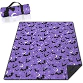 qwpmvhsak Halloween Bat Picnic Blankets Waterproof Foldable, 60’‘x80'' Portable Outdoor Picnic Mat Water Resistant for Grass, Padded Lawn & Park Blanket for Camping,Hiking