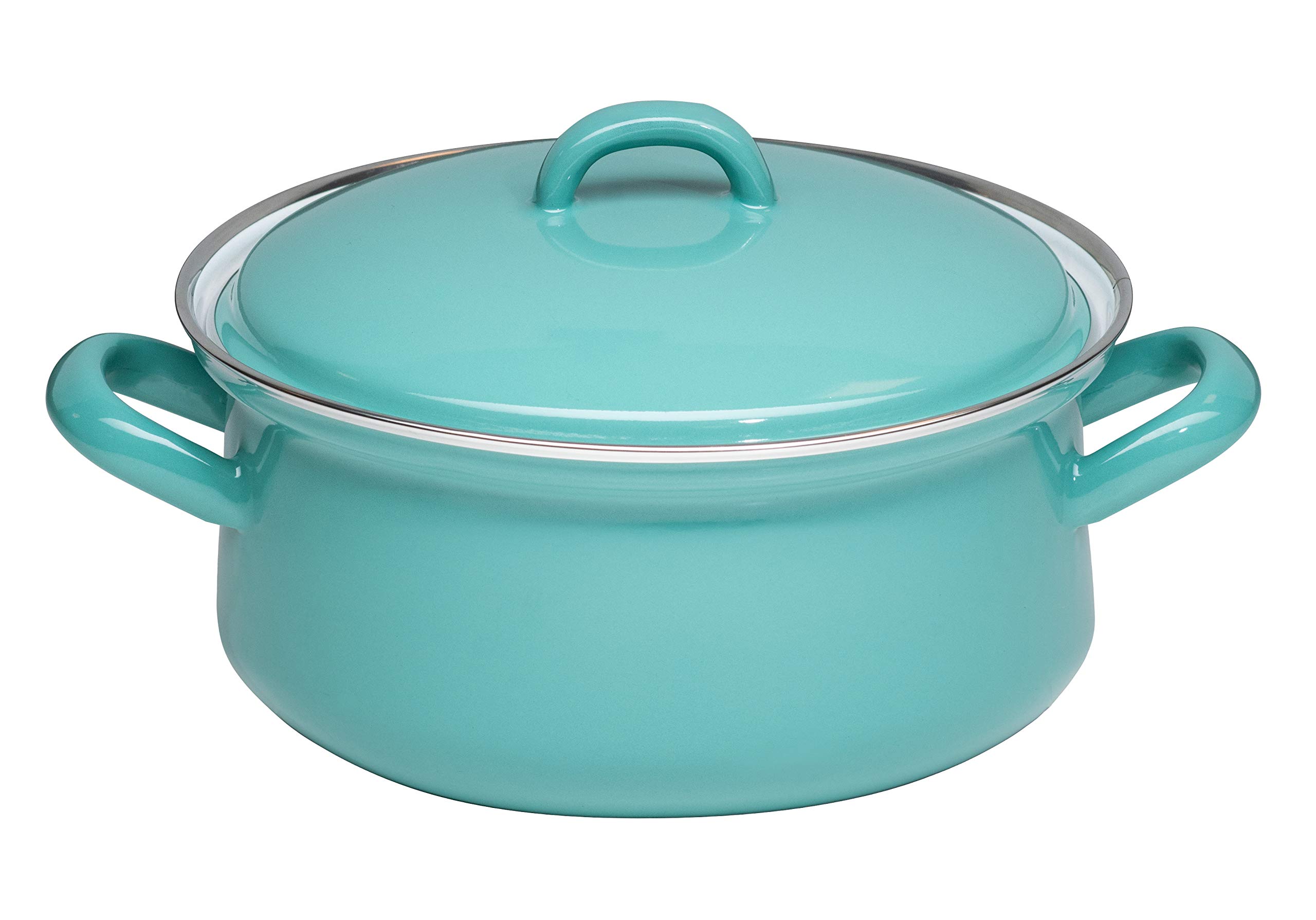 Riess, 0612-110 Casserole with Lid 18 cm, 1.5 L, Natural Green Medium, Green, 1.166 kg, 18 cm Diameter, 1.5 litres, 25.5 x 19.8 x 8.7 cm, Enamel, Induction
