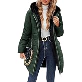 VXVGER Women's Winter Fleece Warm Coat Windproof Slim Fit Long Down Jacket Hooded Thicken Outerwear with Pockets