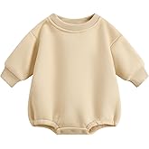 Bafeicao Baby Boy Girl Fleece Sweatshirt Bubble Romper Oversized Sweater Romper Solid Thick Winter Clothes