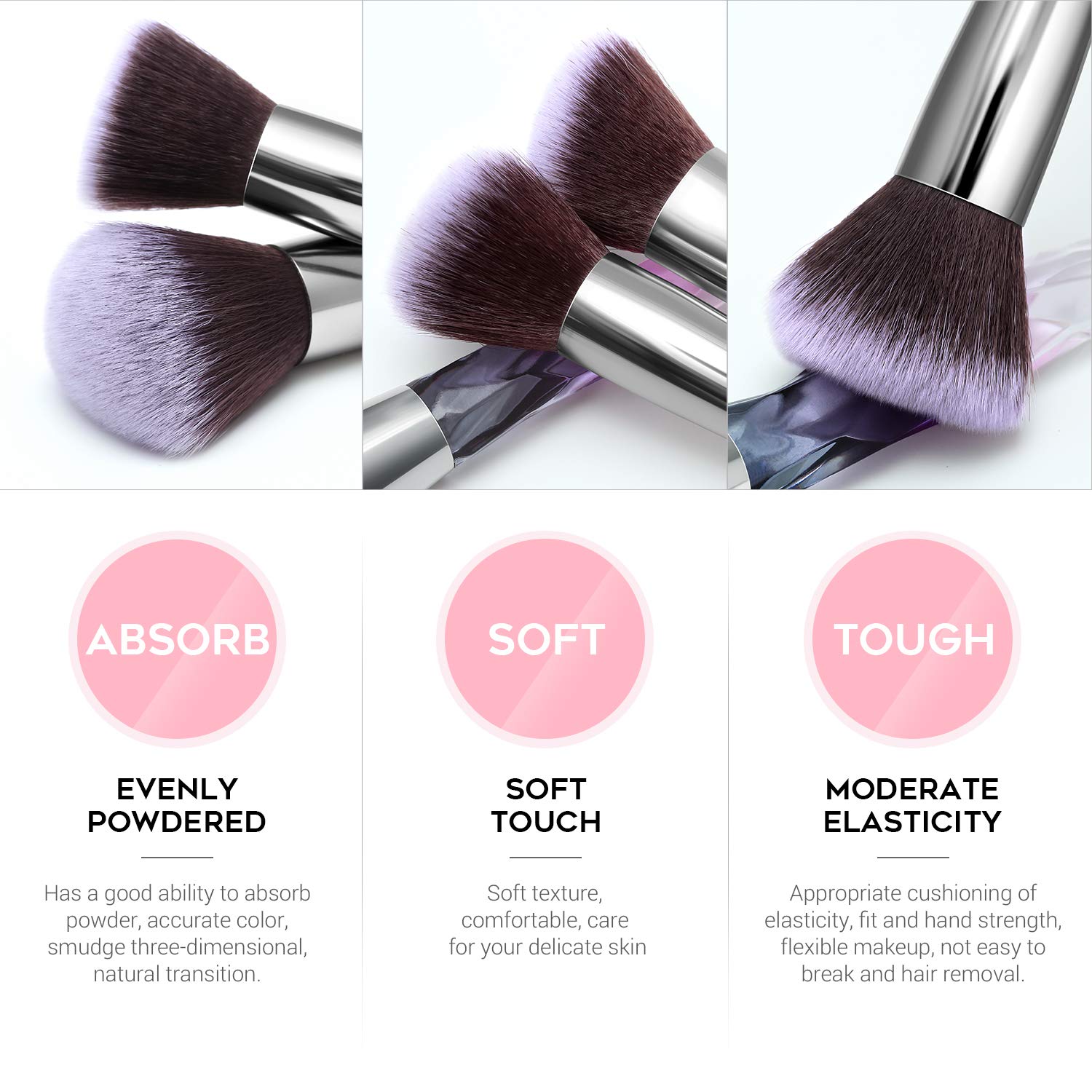 Modelones 15 PCs Makeup Brushes, Acrylic Handle Series Professional Premium Synthetic Cosmetic Brushes for Blending Foundation Powder Blush Concealers Highlighter Eye Shadows Brushes Kit: Beauty