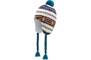Otoyzy Winter Peruvian Hat Earflap Fleece Lined Pompon Knit Hat Beanie for 3-10T Baby Girls