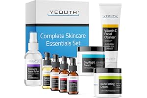YEOUTH Skin Care Set: Retinol Serum with Hyaluronic Acid, Vitamin C & Super Face Serum, Cleanser, Toner, Eye Gel, Neck Cream, Face Cream 8-Piece Skincare Kit For Women