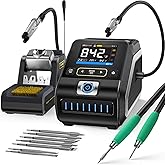 FNIRSI DWS-200 200W Precision Digital Soldering Station Kit, with 3 F210 & 6 F245 Soldering Iron Tips and 2 Helping Hands, Te