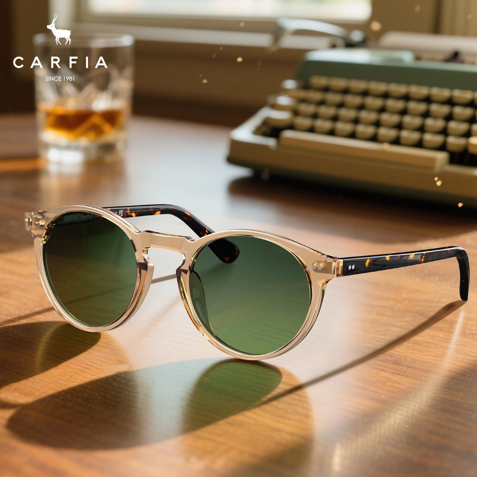 CARFIA Retro Round Polarized Mens Sunglasses UV Protection Acetate Frame CA5289L