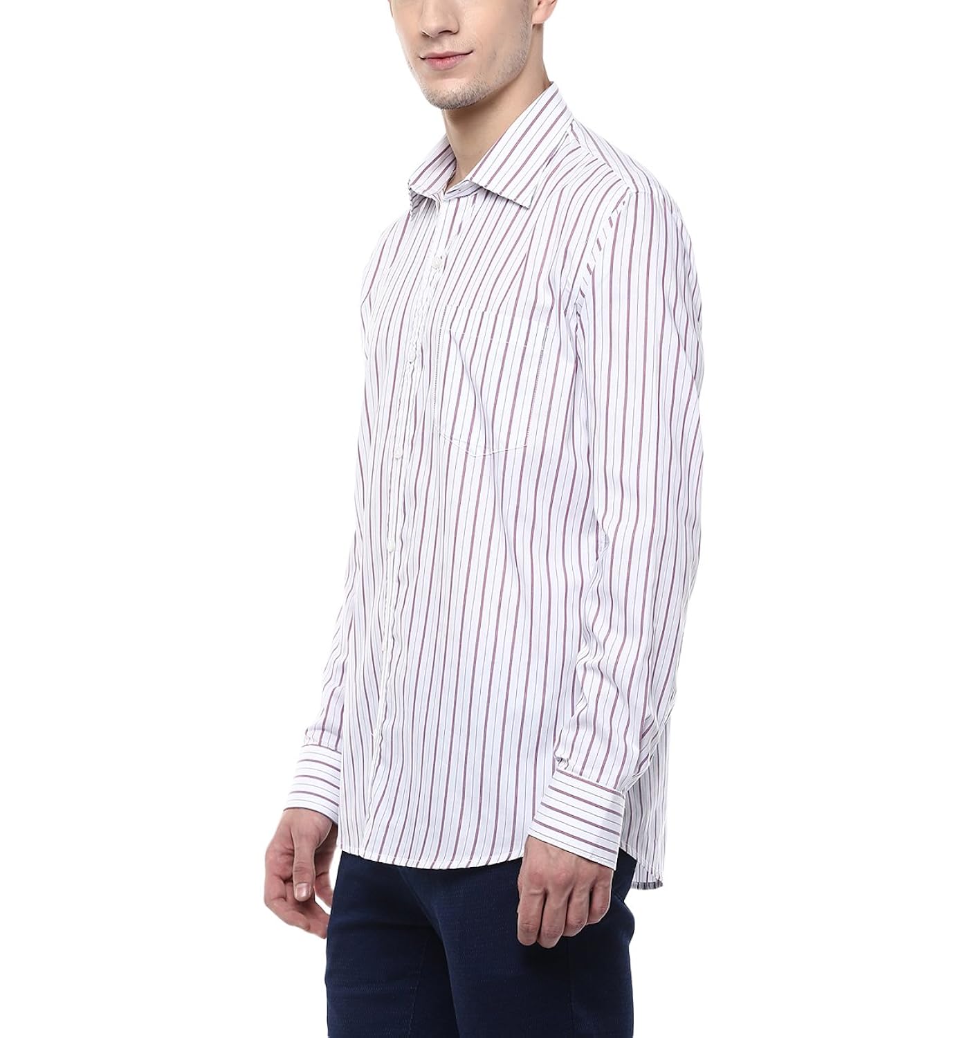 american crew men's stripes shirt with pocket (white)