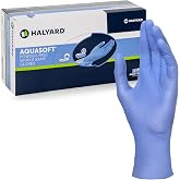 HALYARD AQUASOFT Nitrile Exam Gloves Box of 300, Blue - 3.1 mil, 9.5 Inches Size Large, Non Sterile, Powder-Free Disposable Gloves, 43935