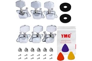 YMC Chrome-Tuning-Peg-Round220-3L3R 6 Pieces 3L3R Semiclosed Guitar Tuning Pegs Tuners Machine Heads