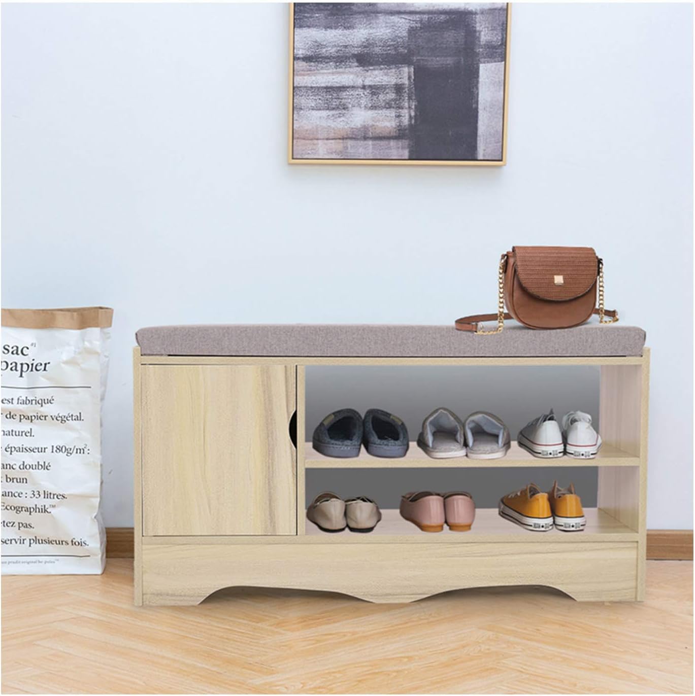 Shoe Bench,Entryway Storage Bench with Comfortable Cushion
